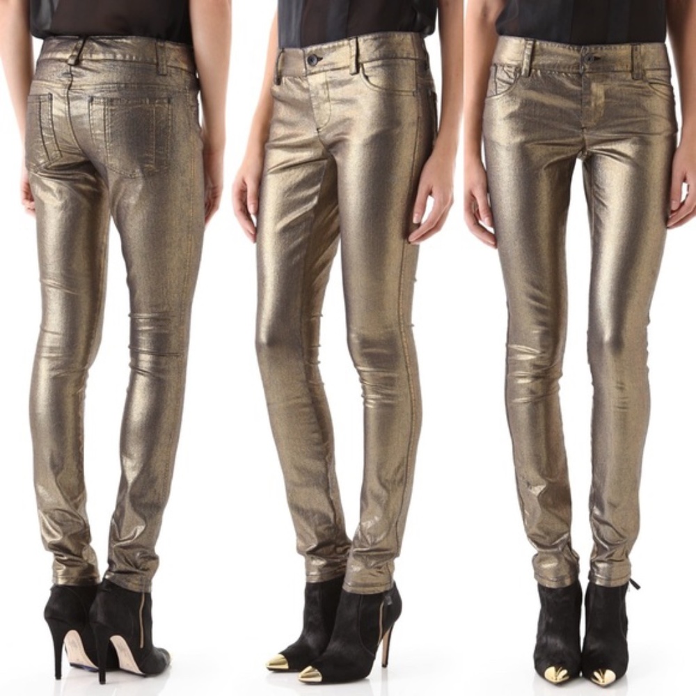 Alice + Olivia Gold 5 pocket skinny jeans/pants, 4